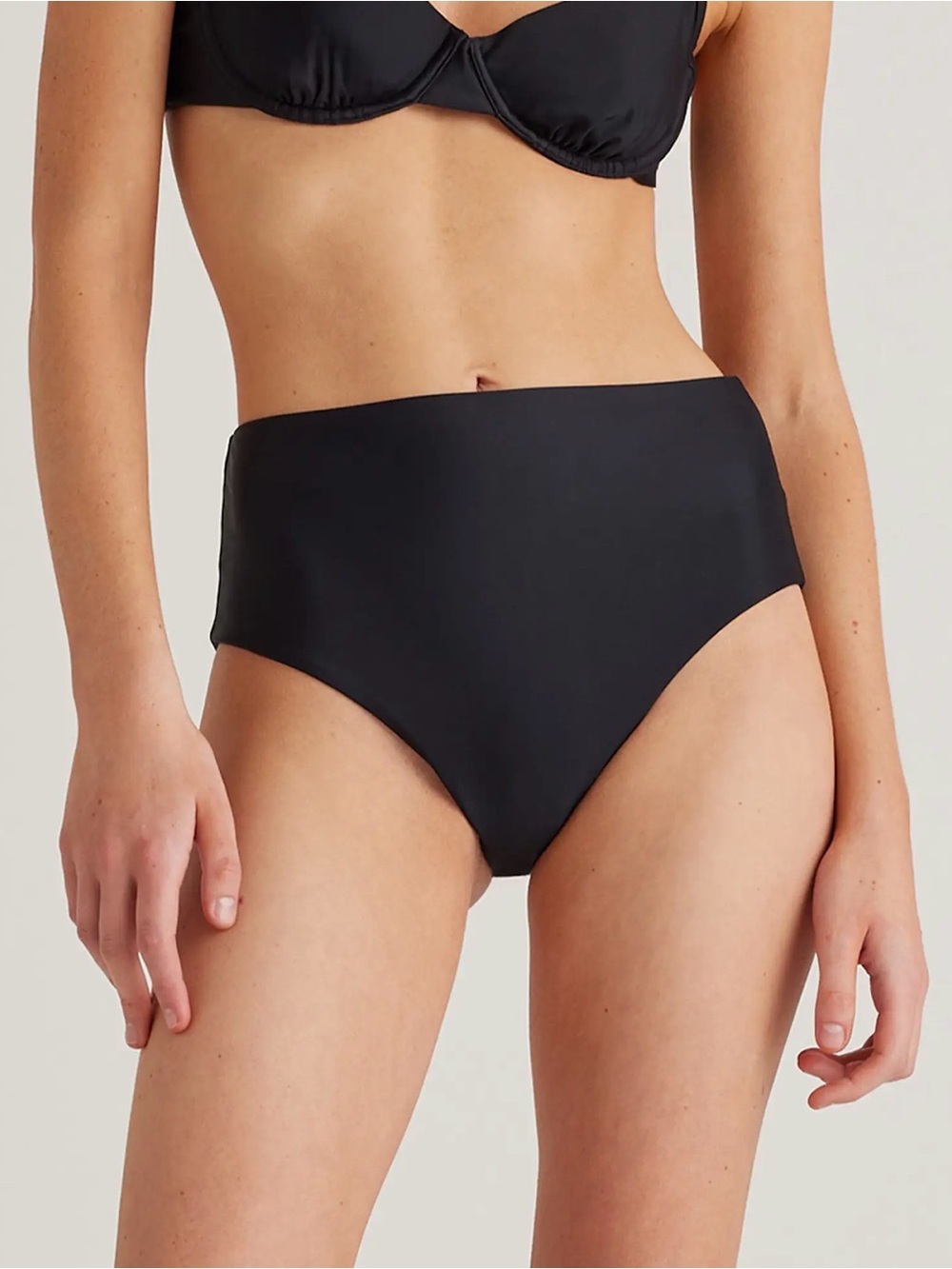 Quince High-Rise Bikini Bottoms - Black Sz L NWT